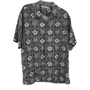 Tommy Bahama Mens Button Up Floral Hawaiian Camp Shirt 100% Silk Short Sleeves L